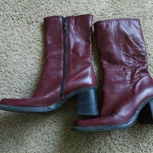STUDIO WORKS "Kitty" Burgundy Leather Mid-Calf Boots